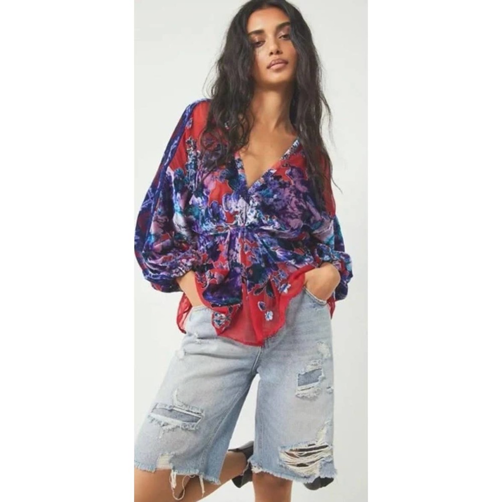 Free people velvet Bonnie burnout top size XL